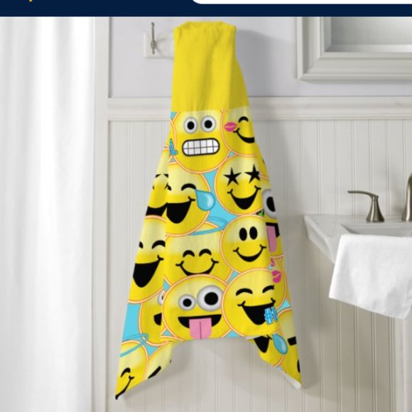 EmojiNation Hooded Towel Wrap Emoji Print 24 x 50 - Picture 2 of 6